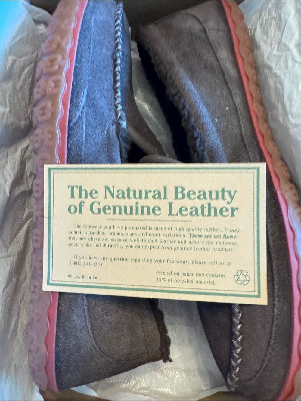 L.L.Bean Mountain Slippers Suede Fleece Lined Bean Boot Brown Men's 11 NIB - Picture 9 of 11